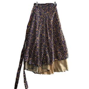 EVEZ Women Wrap Skirt One Size Multicolor Silk Blend Boho Sari Festive 5-5